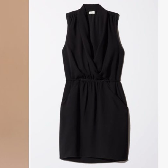 ARITZIA Wilfred Sabine Wrap Dress Sleeveless Tie Waist Black Small - Picture 3 of 13